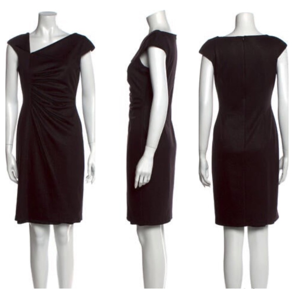 David Meister Sparkling Black Knee Length Cocktail Dress Size 8
